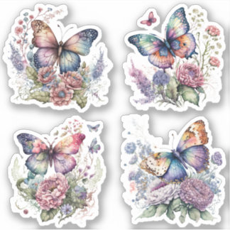 Boho floral Butterfly Sticker Bohemian Ästhetik シール