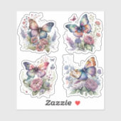Boho floral Butterfly Sticker Bohemian Ästhetik シール (シート)