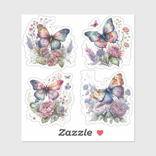 Boho floral Butterfly Sticker Bohemian Ästhetik シール (シート)