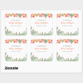 Boho Floral Cactus Baby Library Bookplate スクエアシール (シート)