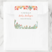 Boho Floral Cactus Baby Library Bookplate スクエアシール (バッグ)
