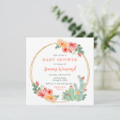 Boho Floral Cactus Baby Shower 招待状 (スタンド正面)
