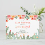 Boho Floral Cactus Baby Shower 招待状 (スタンド正面)