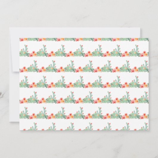 Boho Floral Cactus Baby Shower 招待状 (裏面)