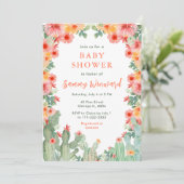 Boho Floral Cactus Baby Shower 招待状 (スタンド正面)