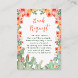 Boho Floral Cactus Baby Shower Book Request エンクロージャーカード