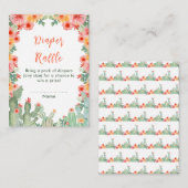 Boho Floral Cactus Baby Shower Diaper Raffle エンクロージャーカード (正面/裏面)