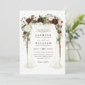 Boho Floral Canopy Elegant Modern QR Code Wedding 招待状 (スタンド正面)