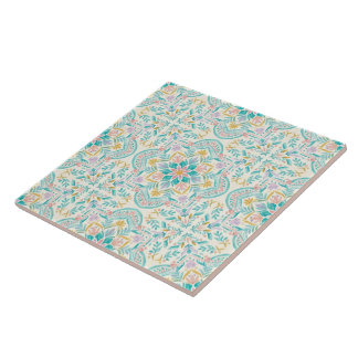 Boho Floral Ceramic Tile タイル