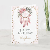Boho Floral Chic Birthday カード (正面)
