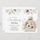 Boho Floral Christmas Dinner Invitation 招待状 (正面/裏面)
