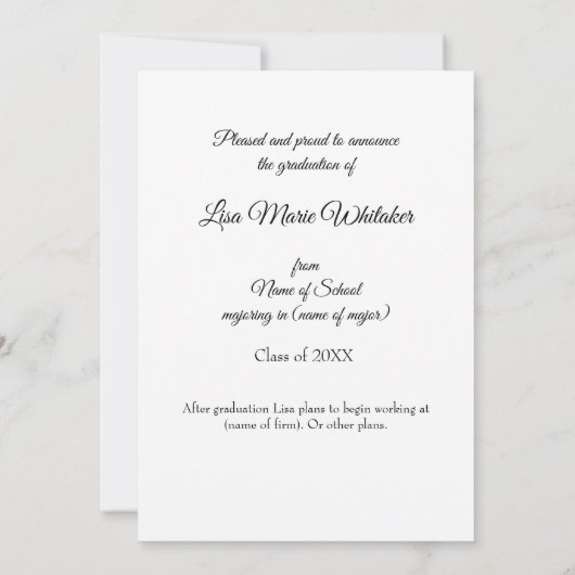 Boho Floral College Graduation Announcement 案内状 (裏面)