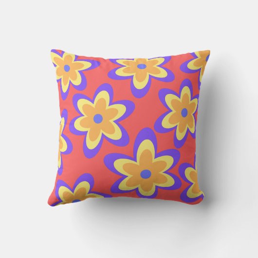 Boho Floral Colorful Pattern クッション (裏面)