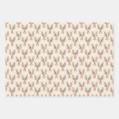 Boho floral crowned reindeer design  ラッピングペーパーシート (正面3)