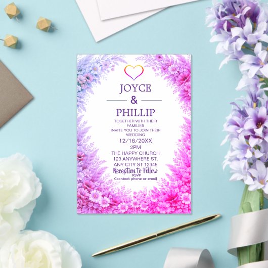 Boho Floral Custom Wedding Invites Cards アクリル招待状 (インサイチュ (ウェディング))