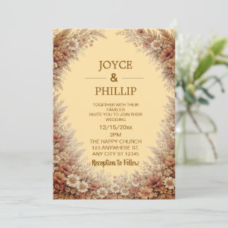 Boho Floral Custom Wedding Invites Cards 招待状