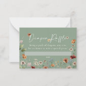 Boho Floral Diaper Raffle Baby Shower Card ノートカード (正面)