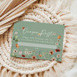 Boho Floral Diaper Raffle Baby Shower Card ノートカード