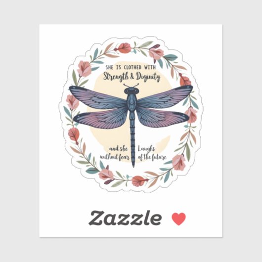 Boho Floral Dragonfly She Is Clothed With Strength シール (シート)