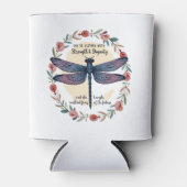 Boho Floral Dragonfly She Is Clothed With Strength 缶クーラー (正面)