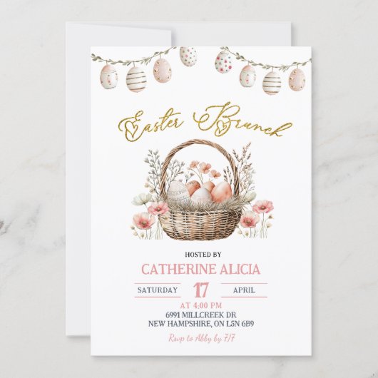 Boho Floral Easter Brunch Invitation 招待状 (正面)