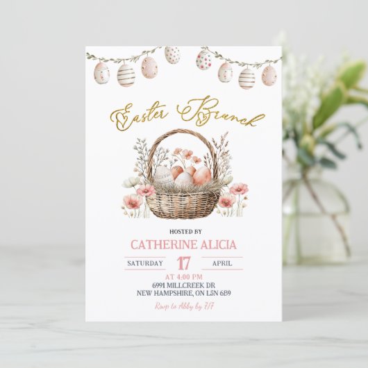 Boho Floral Easter Brunch Invitation 招待状 (スタンド正面)