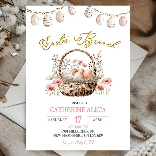 Boho Floral Easter Brunch Invitation 招待状