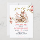 Boho Floral Easter Bunny Baby Shower 招待状 (正面)