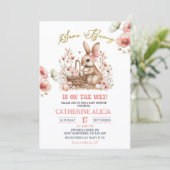 Boho Floral Easter Bunny Baby Shower 招待状 (スタンド正面)