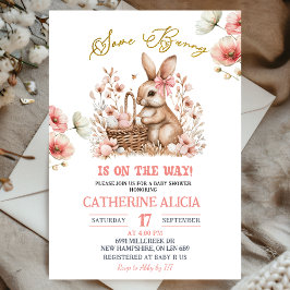 Boho Floral Easter Bunny Baby Shower 招待状