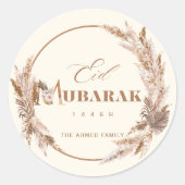 Boho Floral Eid Mubarak Sticker ラウンドシール (正面)
