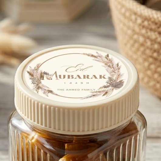 Boho Floral Eid Mubarak Sticker ラウンドシール