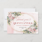 Boho Floral Eucalyptus Thank You Card Blush Pink サンキューカード (正面)