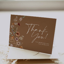 Boho Floral Fall Baby Shower Thank You Card サンキューカード