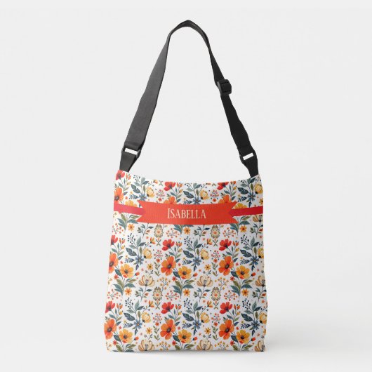Boho Floral Fantasy クロスボディバッグ (正面)