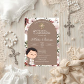 Boho Floral First Communion Invitation 招待状