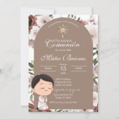 Boho Floral First Communion Invitation 招待状 (正面)
