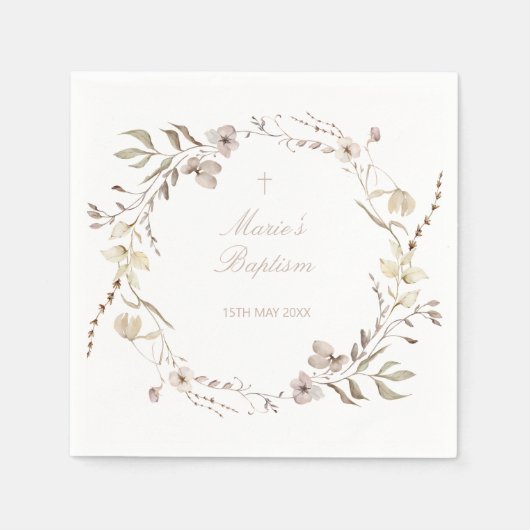 Boho floral flowers  editable napkins スタンダードカクテルナプキン (正面)