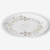 Boho floral flowers Paper Plate table decor ペーパープレート (アングル)