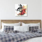 Boho Floral Fox Wildlife Nature キャンバスプリント (インサイチュ (寝室))