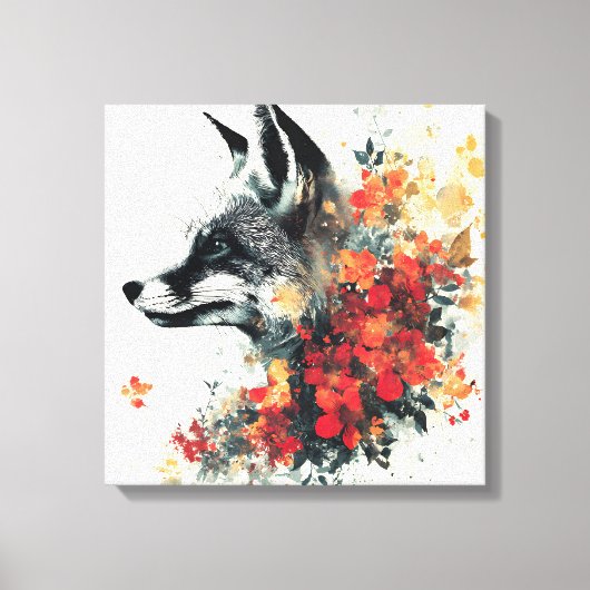 Boho Floral Fox Wildlife Nature キャンバスプリント (正面)