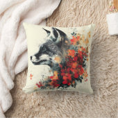 Boho Floral Fox Wildlife Nature クッション (ブランケット)