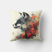 Boho Floral Fox Wildlife Nature クッション (裏面)