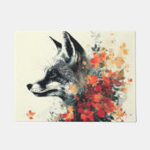 Boho Floral Fox Wildlife Nature ドアマット (正面)