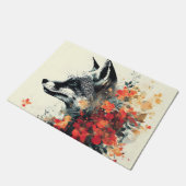 Boho Floral Fox Wildlife Nature ドアマット (アングル)