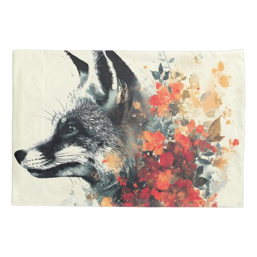 Boho Floral Fox Wildlife Nature 枕カバー (裏面)