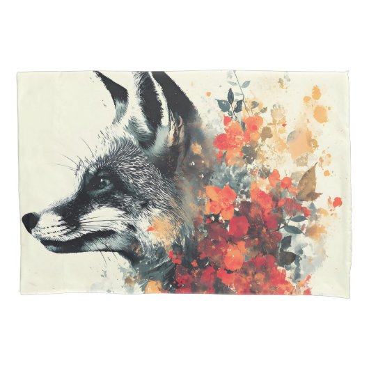 Boho Floral Fox Wildlife Nature 枕カバー (正面)