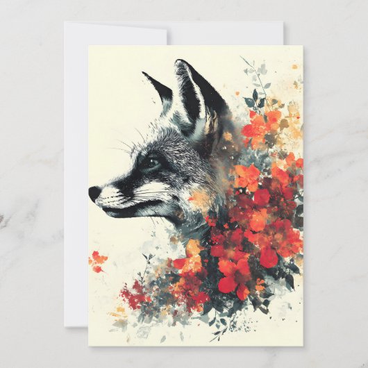 Boho Floral Fox Wildlife Nature 案内状 (正面)