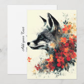 Boho Floral Fox Wildlife Nature 案内状 (正面/裏面)