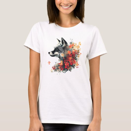 Boho Floral Fox Wildlife Nature Tシャツ (正面)